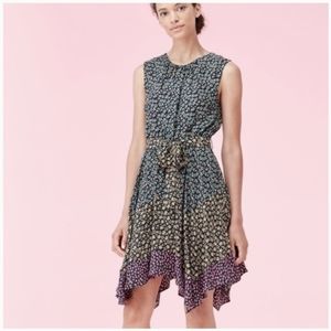 Rebecca Taylor | Louisa Sleeveless Floral Dress Large Silk Belted